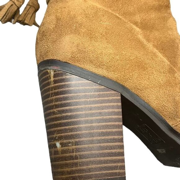 Parker & Sky Ankle Boots Size 8.5 Cognac Brown Faux Suede Block Heel 3.5” Zip - Picture 10 of 10